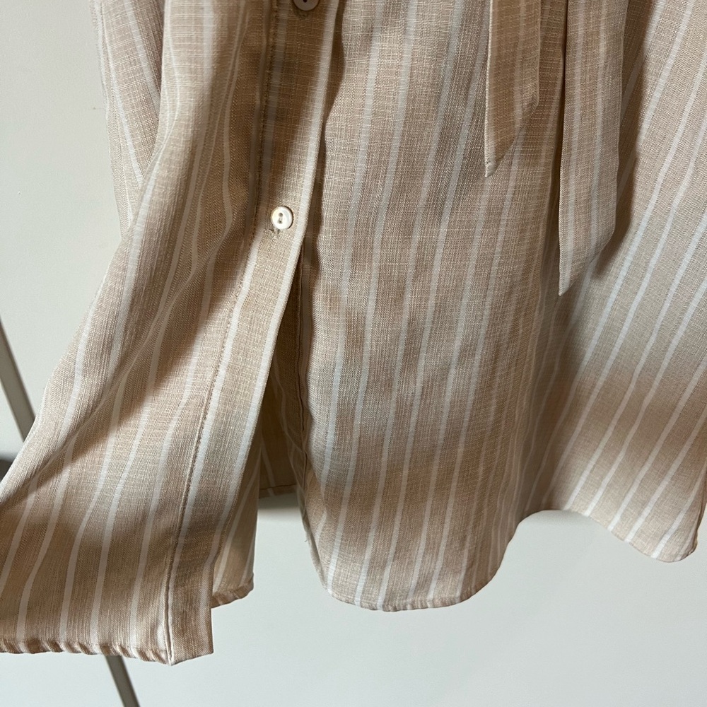 🤍Cream/White Stripe Button-Up Shirt Dress (Size S) - Picture 12 of 16